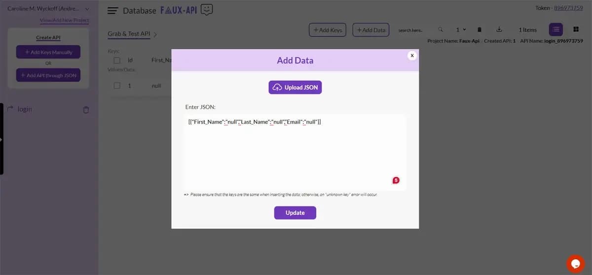 Add data/value