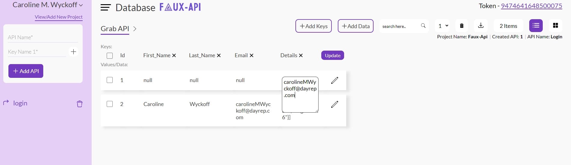 Add Data by clicking edit icon